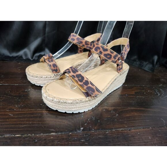 Nine West Grunner 2 Leopard Print Espadrille Wedge Sandals/Sz. 6M NWOB - Picture 1 of 9